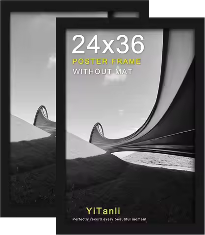 24x36 Poster Frame 2 Pack, Black Picture Frames for Wall Art, Photos & Prints, Horizontal/Vertical M