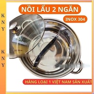 Hot pot with 2 compartments 28cm, 30cm and 32cm, can cook on induction cooker with glass lid VIETNAM