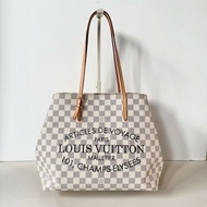 LV 限量 絕版 Cabas MM 白色 棋盤格 雙肩 托特包 購物包 N41375