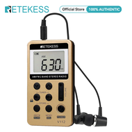 Retekess V112 AM FM Radio Portable Mini Radio with Earphone Pocket Digital Tuning Rechargeable Batte