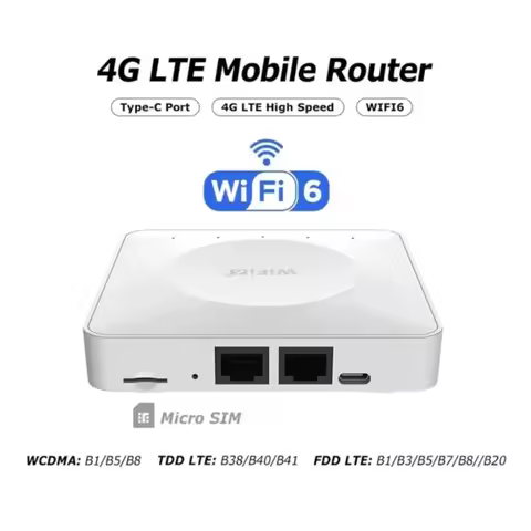 SIM Card Modem 4G LTE WiFi6 Mobile Wireless Router Type-C Interface Max 32 Devices Connection WiFi R