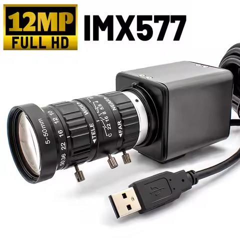 12MP IMX577 USB Camera CMOS Sensor 1080P 120FPS High Speed Low Light Mini PC Camera UHD Varifocal Le