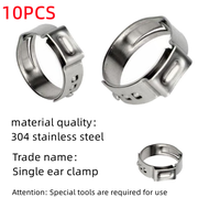 （10pcs）304 stainless steel clamp Single ear clamp Endless throat Water, oil and gas hose clamp, strong throat holding hoop Hose Clamp Hose Clip