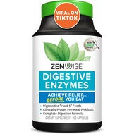 Zenwise Health Digestive Enzymes 60 Capsules - Probiotic Multi Enzymes Probiotics Prebiotics for Digestive Health Bloating Relief Women Men, Daily Enzymes for Gut and Digestion