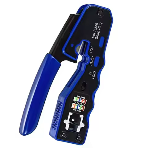 RJ45 Crimp Tool Pass Through Cutter Cat6 Cat5 Cat5e 8P8C Modular Connectors All-in-one Wire Network 