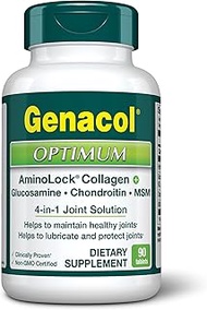 Glucosamine Chondroitin MSM Collagen Joint Support Supplement for Men &amp; Women by Genacol | Joint Relief AminoLock Collagen Peptides Patented Formula | Glucosamina Condroitina y Colageno | 90 Tablets