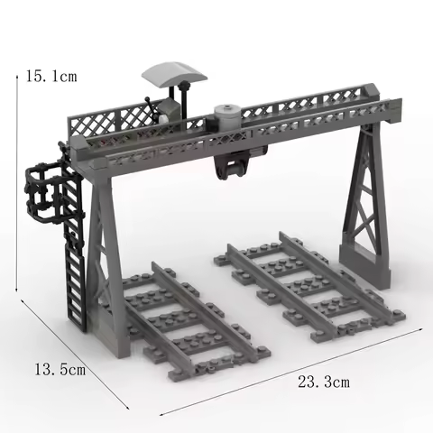 MOC Small Particle Building Blocks, Train Track Gantry Model, Railway Engineering Hanger Ornaments, 