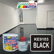 ( BLACK KE9103 ) 1L Epoxy Paint GREENTECH PAINT (750ml Colour + 250ml Hardener) CAT LANTAI BERKUALITI (Include Hardener)