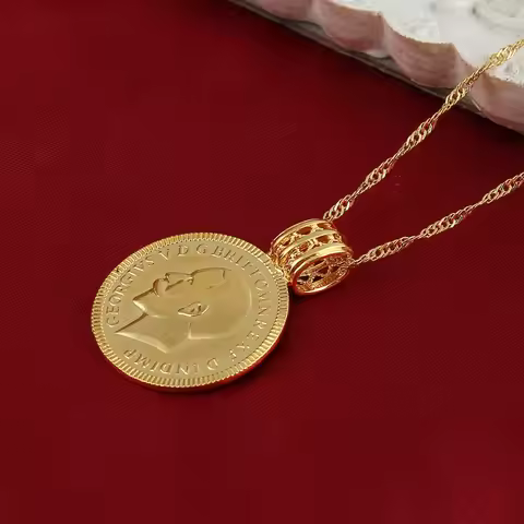 Ethiopian Coin Cross Pendant Necklace Jewelry 22k Gold Color African Eritrea Habesha Wedding Bride C