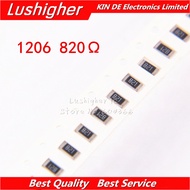 100PCS 1206 SMD Resistor 5% 820ohm 821 820R 820 Ohm