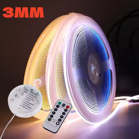 3mm PCB COB LED Strip Light Remote Control Motion Sensor DC5V 320LEDs/m 3000K 4000K 6000K RA90 Flexi