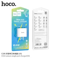 Hoco C106 ชุดชาร์จหัวปลักพร้อมสายชาร์จ 1USB 10.5W มีแผงวงจรอัจฉริยะ กันกระแสไฟเกิน for micro /iOS/ T