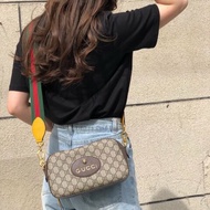 ✿ GUCCI雙G logo拼咖色虎頭相機包