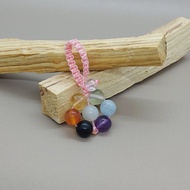 白月光石紫晶海藍寶綠螢石黃晶光玉髓黑曜石 - 七脈輪鑰匙圈