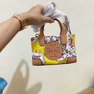 Tas TORY BURCH Ella Micro Tote Yellow Porcelain Floral Nylon Original