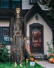 Yeyeplum12 ft Skeleton Medieval Cloak Men with Hood Outfit Costume Set Halloween Skeleton Cape Vinta