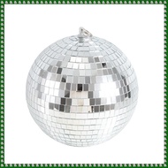 (CEUO) Colorful Stage Lighting Effect 8 Inch 20cm Disco Mirror Glitter Ball Silver Christmas Decor