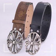 GESH Leather Belt, Punk Skeleton Head Bohemian Style Belt, Rock Hip Hop Riveted Pants Bands Y2K Styl