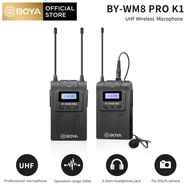 BOYA BY-WM8 Pro K1/K2 UHF Dual-Channel Wireless Microphone System with LED Display Screen for Canon Nikon DSLR Camera Camcorder iPhone You-Tube Film Production with Cleaning Cloth