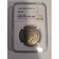 1982 Singapore 1st Series Coin $1 Dollar NGC MS 65