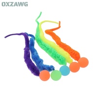 OXZAWG 5 PCS Bouncy Ball, Fuzzy Worm Colorful Cat Toys, Ball Color Random with Tail Indoor Cats Dura