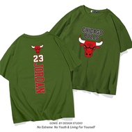 2025 Năm Mới Cotton Cổ Tròn Tay Ngắn T Áo Chicago Bulls T Áo Thun 23 Tay Ngắn Nam Nữ ins Quần Áo Thể