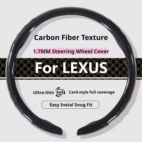 For LEXUS Steering Wheel Cover Ultra-Thin Carbon Fiber Texture Fits RX LX ES GS300h ES300h ES330 ES3