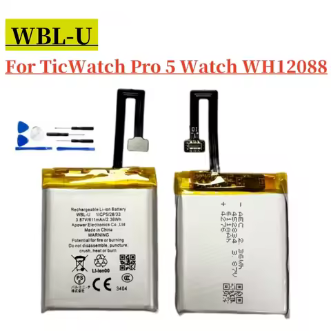 New Replacement WBL-U 3.87V 611mAh 452732 Battery For TicWatch Pro 5 Batteria+Free Tools