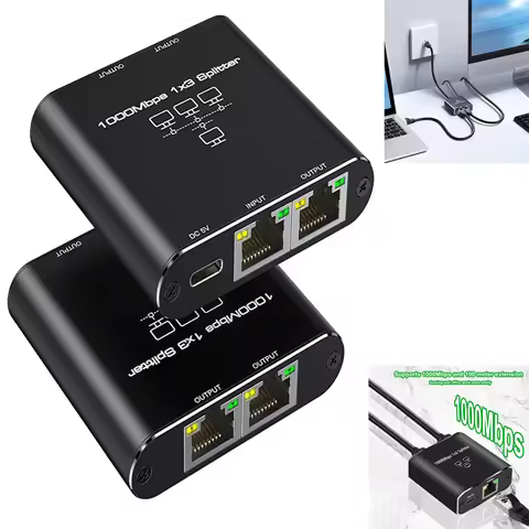 RJ45 Network Cable Switch Hub 1 In 2 3 Out Converter 1000Mbps Gigabit Ethernet Switch Hub Wire Divid