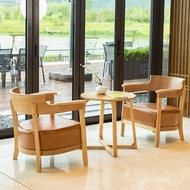 Reception Guest Negotiation Sofa Milk Tea Solid Wood Simple Table Chair Leisure Book Bar Combination