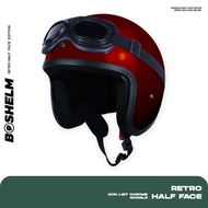 BOSHELM Helm Retro Polos Goggle Merah Maroon