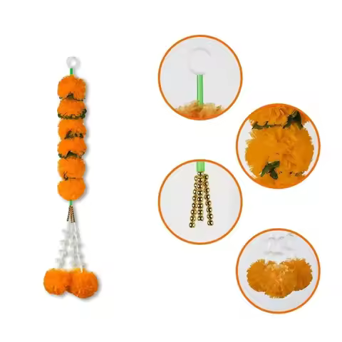 Plastic Marigold Garland​​ ​​Pooja Diwali Fiesta Indian Décor Marigold Flower Garlands Artificial Fl