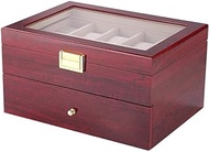 WZHZJ Storage Box - Watch Box Men's Double Display Cabinet and Storage Box 20 Watch Slots and Valet Drawers, Glass Top