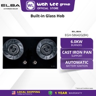 ELBA EGH-S8642G(BK) Built-in Gas Hob - 2 x Burners 86cm Premium Black Tempered Glass Flame Failure S