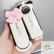 Foldable Hair Comb with Detachable Mirror 2 in 1 Convenient Cute Style Comes with Decorative Sticker