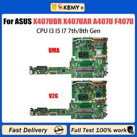 AKEMY X407UBR Mainboard For ASUS X407UAR A407U F407U X407UF Motherboard CPU I3 I5 I7 7th/8th Gen DDR