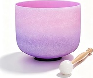 432hz Crystal Singing Bowl Pink Purple Colour F Note Heart Chakra Frosted Crystal Singing Bowl 8 Inc