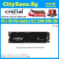 Crucial P3 500GB/ 1TB/ 2TB/ 4TB PCIe Gen3x4 M.2 2280 NVMe SSD Up To 3500MB/s 3 Years Local Warranty