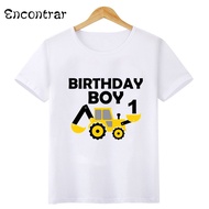 2026Name Custom, Excavator Boys T shirt 1 2 3 4 5 6 7 8 9 Years Birthday Customize Name Kids T-shirt