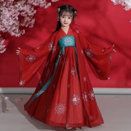 女童汉服夏薄广袖超仙公主齐胸襦裙女孩古装中国风飘逸连衣裙Baby Traditional Chinese Ancient Costume Child Hanfu Kids Girl