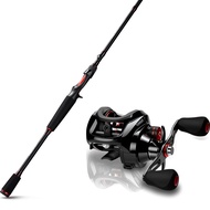 Torrent Baitcasting Reel and Rod Combo, 6'9" M M 2Pcs Baitcaster Rod, 18Lbs Carbon Fiber, 7.1:1 Left