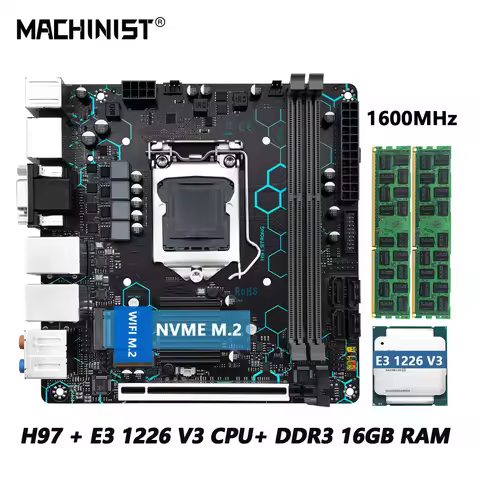 MACHINIST H97 STRONG Motherboard Set LGA1150 kit Intel Xeon E3 1226 v3 CPU processor and DDR3 2*8GB