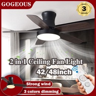 【GOGEOUS】风扇灯42/48inch ceiling fan with light remote contrl 6 speed cooling fan DC motor ceiling fans angin kuat kipas siling lampu ruang tamu wooden blades fans ceiling fan light for living room bedroom