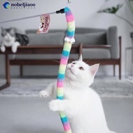 NOBELJIAOO Pet Cat Teaser Toys with Feather Bell EVA Rod Mouse Toy Cat Teaser Stick Cat Interactive 