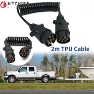 CHINK Trailer Extension Cable, TPU Spring Wire Truck Caravan Plug Trailer Connector,  Plug Socket Wire 2M 7 Pin Couplings Socket Extension Wiring Car