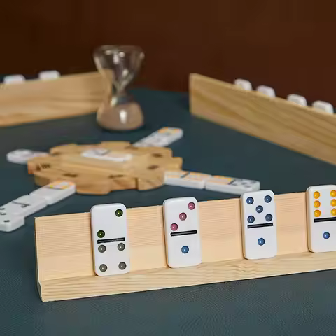 6 Pcs Domino Stand Multi Function Domino Holders Wooden Displaying Holder Game Accessories Building 