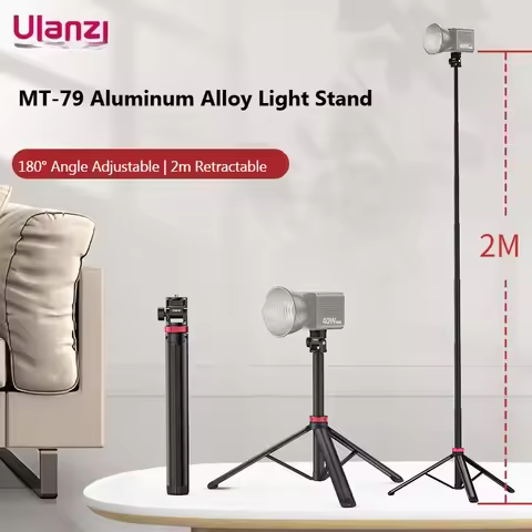 ULANZI MT-79 Aluminum Tripod with Extendable and Portable Adjustable lamp Holder suitable for Camera