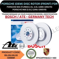 PORSCHE (OEM) DISC BRAKE ROTOR (FRONT,) FOR PORSCHE 944 [TURBO] '85-91YR / 968 [3.0L] '91-95YR