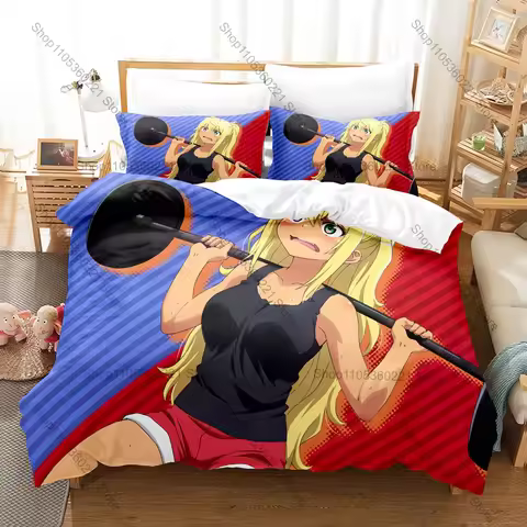Cool Sakura Hibiki Character Print Bedding Duvet Cover + 2 Pillowcases Twin Full Queen King Anime Be