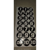 Round number sticker, size 13cm, custom sticker, motorbike sticker, car sticker, number sticker, num